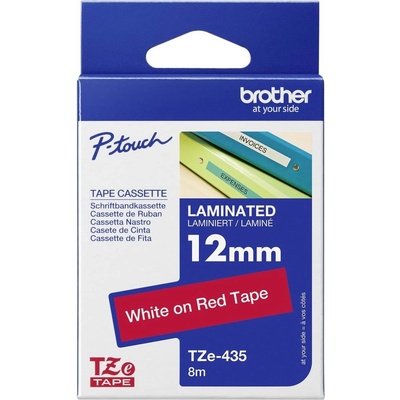 etikety Brother TZe, TZ TZe-435 plast Farba pásky: červená Farba písma:biela 12 mm 8 m