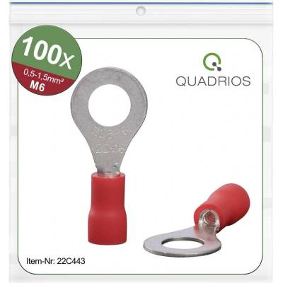 Quadrios 22C443 guľaté káblové oko Prierez=1.5 mm² Ø otvoru=6.5 mm čiastočne izolované červená 1 sada