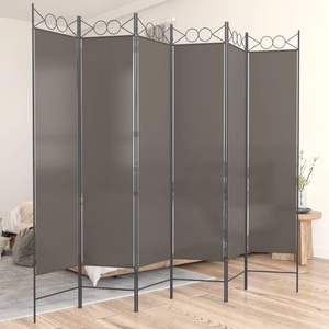 vidaXL Параван за стая, 6 панела, антрацит, 240x220 cм, текстил (350176)