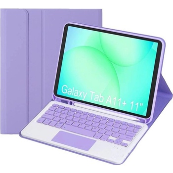 GKK Калъф с Клавиатура за Samsung Tab A11 Plus/ A9 Plus 11", Keyboard TouchPad Case, Лилав (5966150018521)