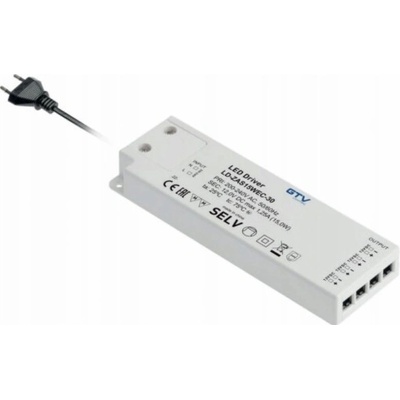 GTV LED napájecí zdroj SLIM EASY CLICK 12V, 30W, vstup 220-240VAC, IP20, rozměry 160x50x18 mm s mini zesilovačem a kabelem