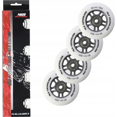 Nils Extreme PU 80 mm 82A s ložisky ABEC 9, 4 ks
