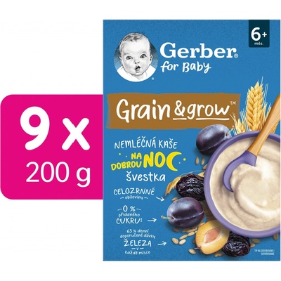 Gerber nemléčná kaše pšenično-ovesná švestka 9 x 200 g