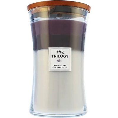 WoodWick Trilogy Amethyst Sky ароматна свещ с дървен фитил 609, 5 гр