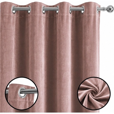 Závěs Velurový PASTELOVĚ RŮŽOVÝ Elegantní s Kroužky 140x250 VELUR