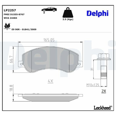 Sada brzdových platničiek kotúčovej brzdy DELPHI LP2257