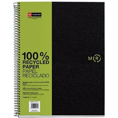 Miquelrius Рециклиран тефтер A4 4x30 листа с карирана спирала (A15259087) (A15259087)