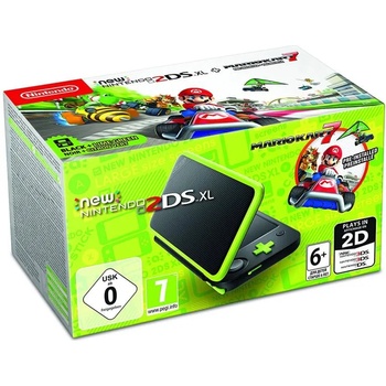 Nintendo New 2DS XL Black & Lime Green + Mario Kart 7