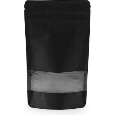Doypack ZIP | černý kraft papír s okénkem obsah 250ml (110 × 185 + 65mm)