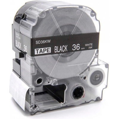 Compatible Epson LK-7BWV, SD36KW, 36mm x 9m, бял печат / черен фон, съвместима лента (LKSD36KW)