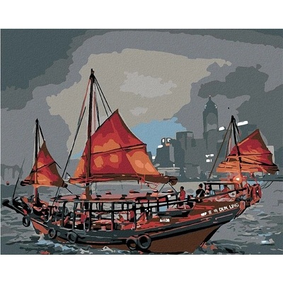 Zuty Malování podle čísel Koráb u města 100 x 80 cm vypnuté plátno na rám