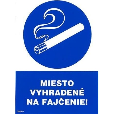 3985 0 S Miesto vyhradené na fajčenie ! A5 samolepka