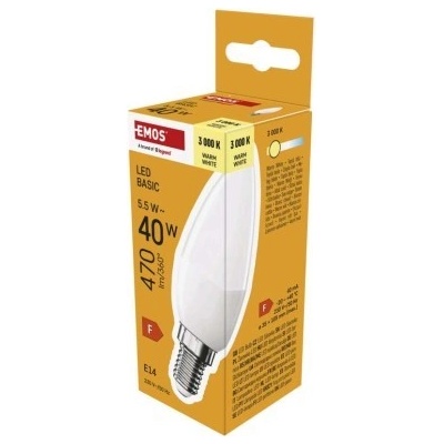 Emos LED žiarovka Basic sviečka E14 5,5 W 40 W 470 lm Teplá biela ZL3F22