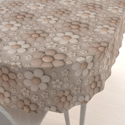Biante oválny obrus Terra TRA-005 Pletené kvety na sivobéžovom 100x140 cm