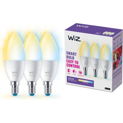 Philips WiZ 8720169075696 LED žiarovka sviečka E14, 4,9W, 470lm, 2700-6500K, C27, biela, stmievateľná