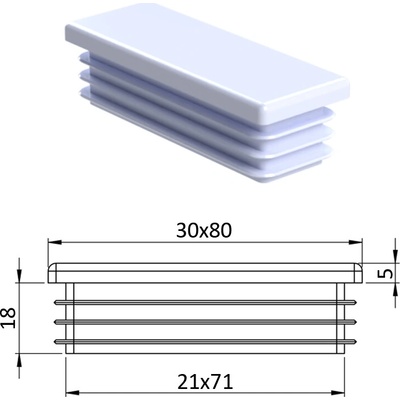 Krytka plastová 30 x 80 mm