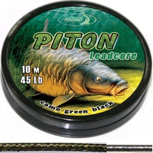 Katran Šňůra s olověným jádrem Lead core PITON camo green black 45lbs 10m