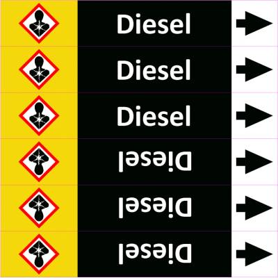 Grafiko | Diesel - dle ISO 20560 - Materiál Samolepící PVC folie, Rozměr aršík 6 ks 52x280 mm