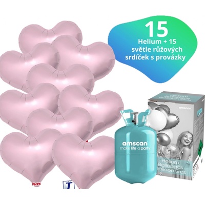 Balonky.cz Helium set helium a balónky IBREX srdce světlerůžové