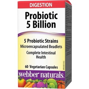 Webber Naturals Probiotic/ Пробиотик 5 щама, 5 млрд. активни пробиотици х 60 капсули Webber Naturals (3214 WN)