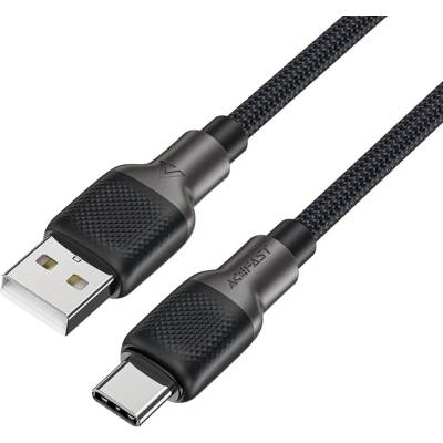 ACEFAST - Кабел за данни (C10-04) - Бързо зареждане, USB към Type-C, 3A, 25 000 огъвания, Издръжлив силикон, 1.2 м - Черен