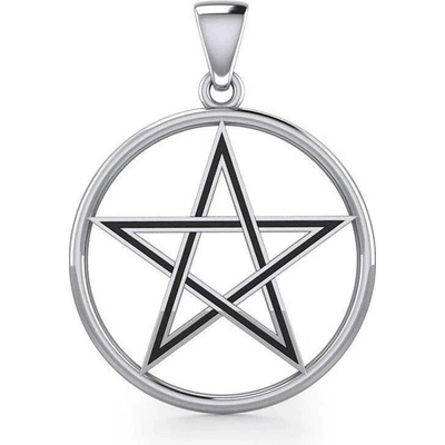 Fantasy Šperky Pentagram v kruhu stříbrný přívěsek P3465