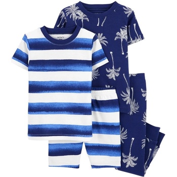 Carter's Pyžamo 4dielne tričko kr. rukáv 2ks tepláky kraťasy Palm & Stripes chlapec