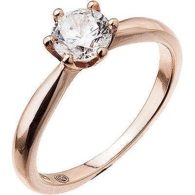 Evolution Group Pozlacený stříbrný prsten s jemným zirkonem 15014.1 rose gold