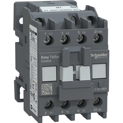SCHNEIDER ELECTRIC SCHNEIDER Easy TeSys LC1E1801M7 Stykač 3P, AC-3, 18A, 220V AC cívka, 50/60Hz, 1V LC1E1801M7