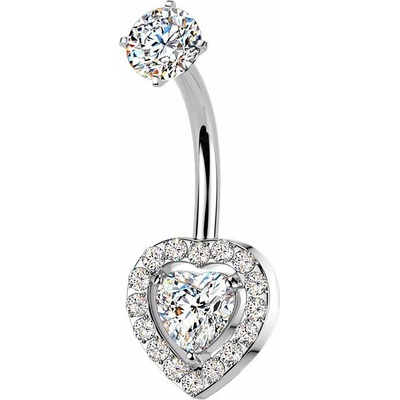 Šperky4U Ocelový piercing do pupíku srdce BS1076