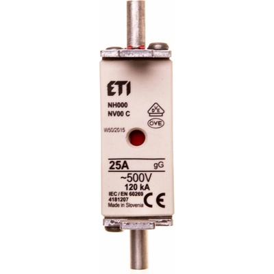 Pojistka pojistky Eti-Polam pojistka NH00C 25A GG/GG 500V WT-00C (004181207)