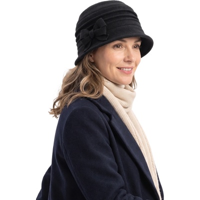 Faustmann cloche dámský vlněný klobouček s mašlí černý