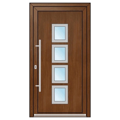 OknaDvereNaMiru.cz Vchodové dveře INOX 1427 ořech 90 x 205 cm