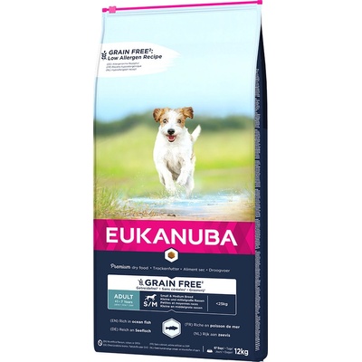 Eukanuba Adult Small & Medium Grain Free s mořskými rybami 2 x 12 kg