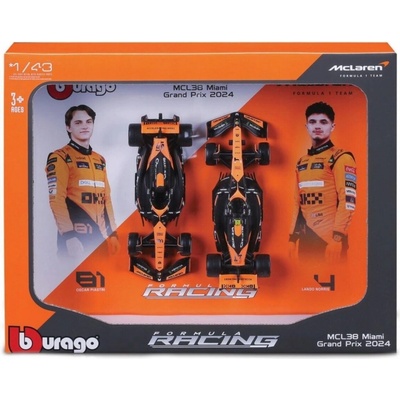 BBURAGO McLaren MCL38 Norris Piastri SET FORMULÍ F118-38109 1:43