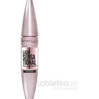 Maybelline Lash Sensational riasenka pre objem predĺženie a výživu mihalníc Very Black 9,5 ml