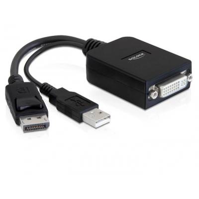 Delock адаптер, Displayport (M) -> DVI-I 24+5 (F), активен (DL61855)