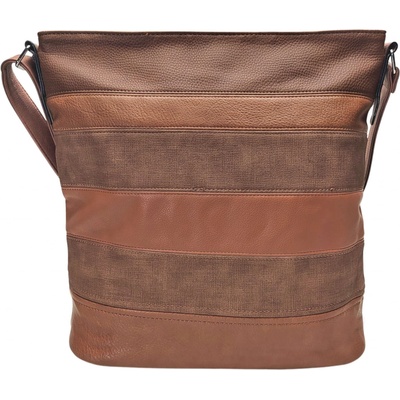 Velká středně crossbody kabelka s pruhy Valery hnědá