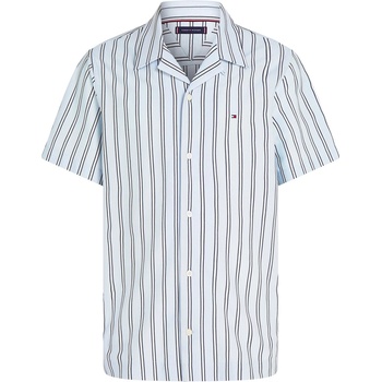 Tommy Hilfiger Риза с къс ръкав Tommy Hilfiger Men's Knitted Stripe Short Sleeve Shirt - Breezy Blue