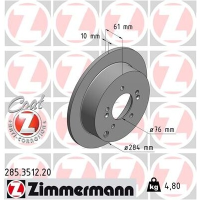 Brzdový kotúč ZIMMERMANN 285.3512.20 (285351220)