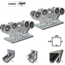 GRANDE-9 samonosný systém 140x140x6mm pro posuvné brány do 1000kg / 15m otvor (C399G/Zn 2x 6m pozinkovaný profil, C3999G 2ks,C396G 2ks, C397G 2ks), intenzivní provoz