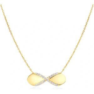 SAVICKI Колие с знак на безкрайност, злато 585, бели диаманти, 0.11К, 46 см