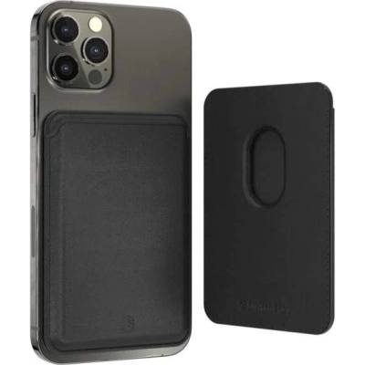 SwitchEasy MagWallet Leather Card Holder with MagSafe - кожен портфейл (джоб) за прикрепяне към iPhone с MagSafe (черен)