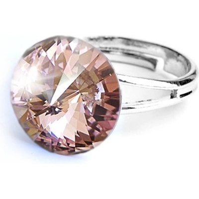 JSB Prsten světle růžový Rivoli se Swarovski Elements Light Rose 5028