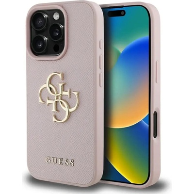 GUESS Калъф Guess Grained Big 4G Logo Small Classic Logo iPhone 16 Pro - розов (3666339424848)