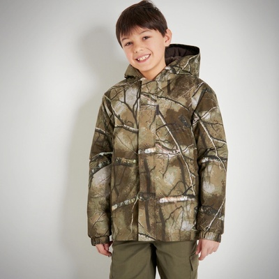 Solognac detská hrejivá poľovnícka bunda 100 maskáčová Treemetic khaki