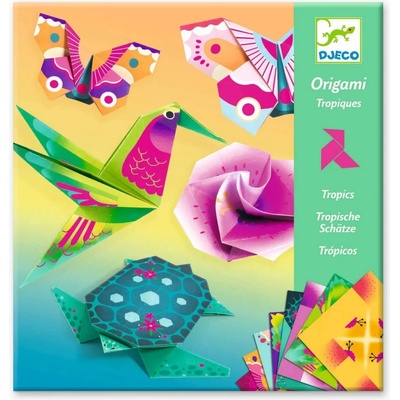 DJECO Комплект за оригами Djeco - Тропик, с 24 неонови хартии (DJ08754)