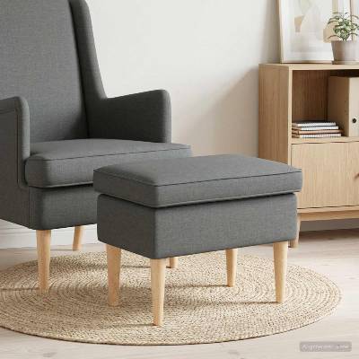 vidaXL Пуф за крака Тъмносиво 55 x 35 x 41 см Текстил (42030001)