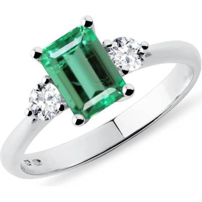Klenota Prsten se smaragdem emerald a brilianty v bílém zlatě R0305502