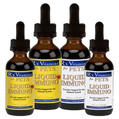 Rx Vitamins Inc RX Liquid Immuno - подсилва функцията на имунната система и L-лизин при труден прием на таблетки, с вкус на пиле, 120 мл, Rx Vitamins САЩ - 8808